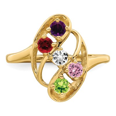 14K Yellow Gold 5-Stone Mother's Ring Mounting – view 7