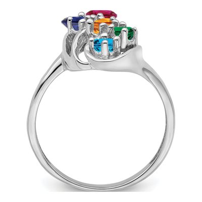 Sterling Silver or 14K White Gold 5-Stone Mother's Ring – view 3