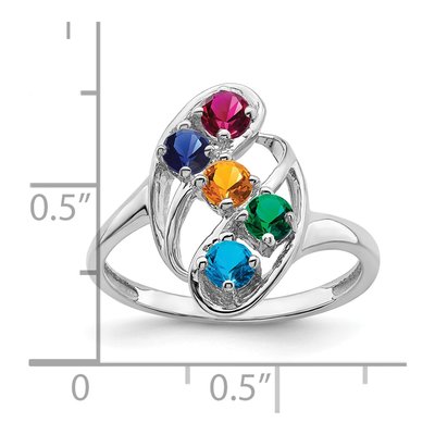Sterling Silver or 14K White Gold 5-Stone Mother's Ring – view 6