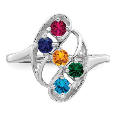 14K White Gold 5-Stone Mother's Ring Mounting – view 7