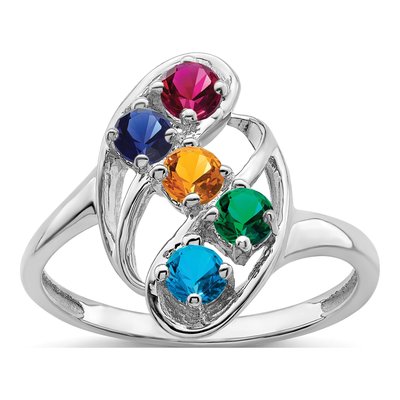 14K White Gold 5-Stone Mother's Ring Mounting