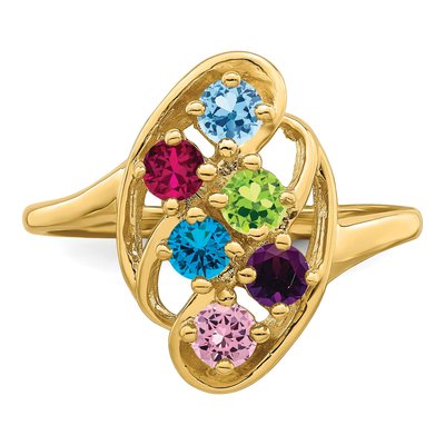 14K Yellow Gold 6-Stone Mother's Ring – view 5