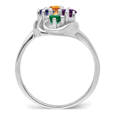 Sterling Silver or 14K White Gold 6-Stone Mother's Ring – view 3
