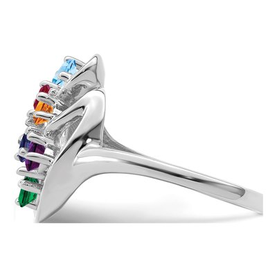 Sterling Silver or 14K White Gold 6-Stone Mother's Ring – view 4
