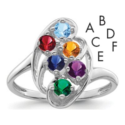 14K White Gold 6-Stone Mother's Ring Mounting – view 2