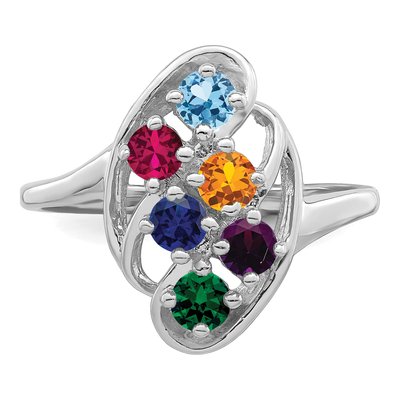 14K White Gold 6-Stone Mother's Ring Mounting – view 5