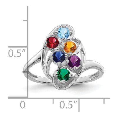 14K White Gold 6-Stone Mother's Ring Mounting – view 6