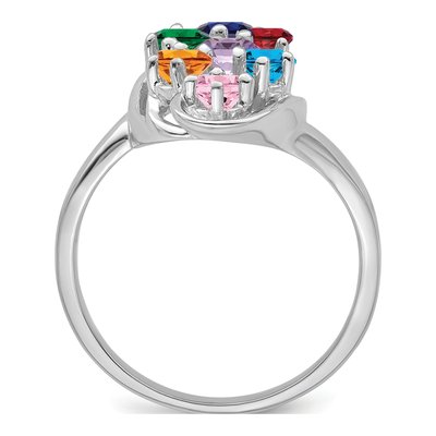 14K White Gold 7-Stone Mother's Ring Mounting – view 3