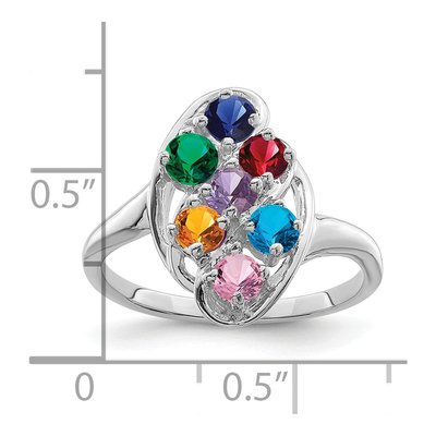 14K White Gold 7-Stone Mother's Ring Mounting – view 4