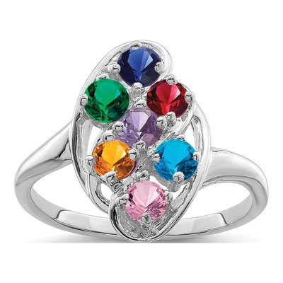 14K White Gold 7-Stone Mother's Ring Mounting