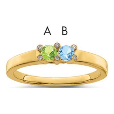 14K Yellow Gold Diamond Birthstone Family Ring