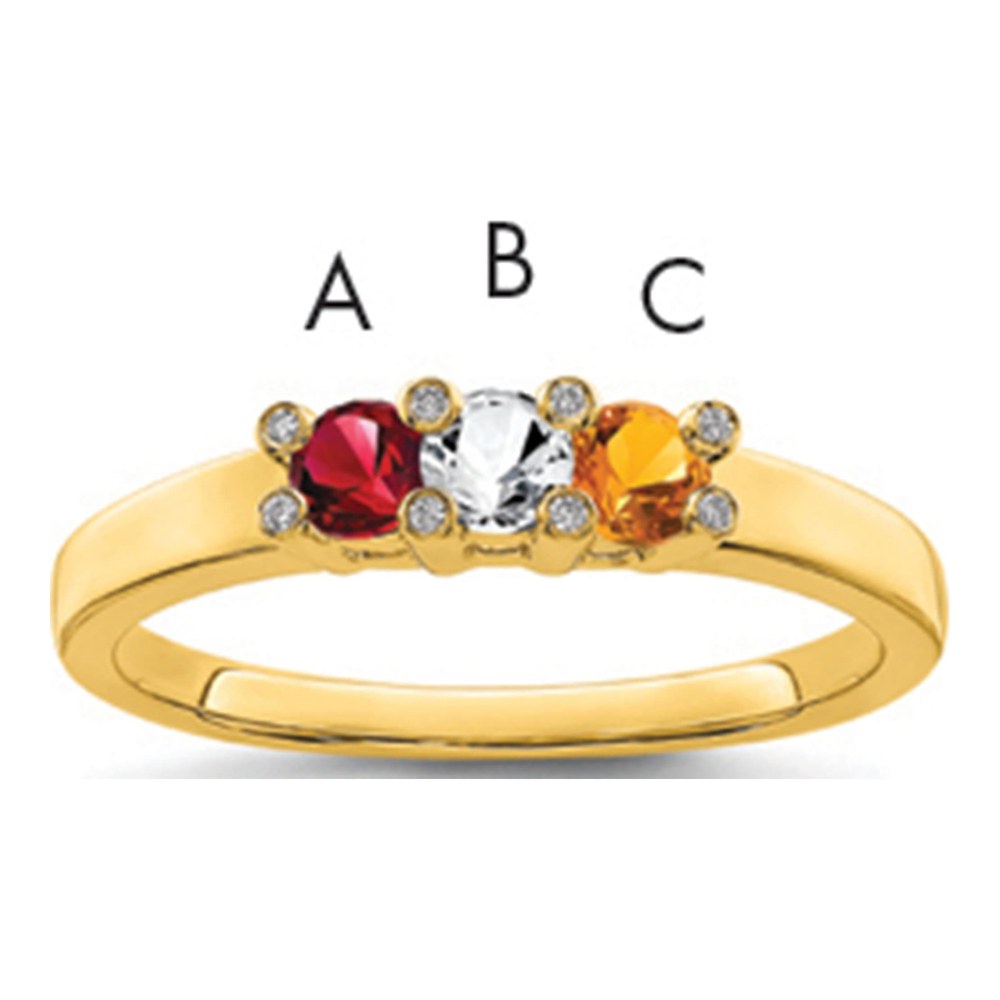 14K Yellow Gold Diamond Family Ring