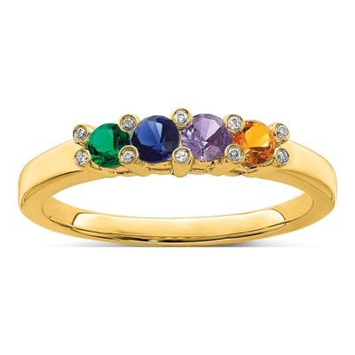 14K Yellow Gold Diamond Family Ring – view 2