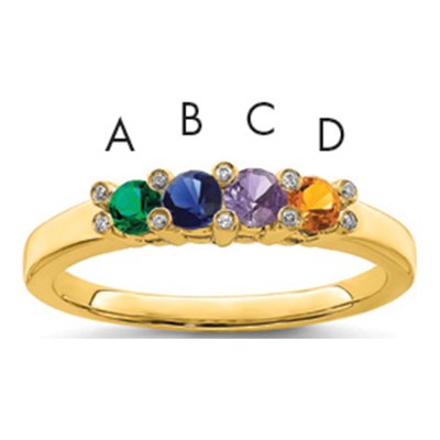 14K Yellow Gold Diamond Family Ring