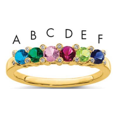 14K Yellow Gold 1/20 ct tw Diamond Personalized Family Ring
