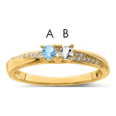 14K Yellow Gold Diamond Family Ring