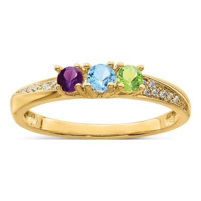 14K Yellow Gold 1/20 ct tw Diamond Set Family Ring – view 2