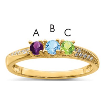 14K Yellow Gold 1/20 ct tw Diamond Set Family Ring