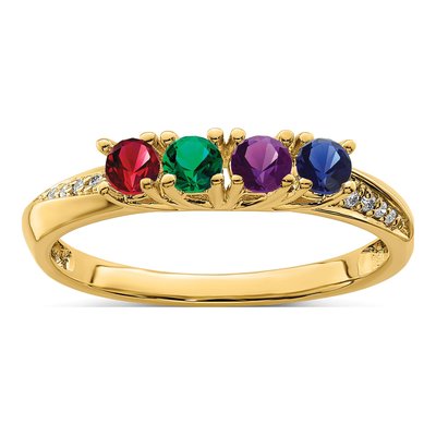 14K Yellow Gold Diamond Customizable Family Ring – view 2