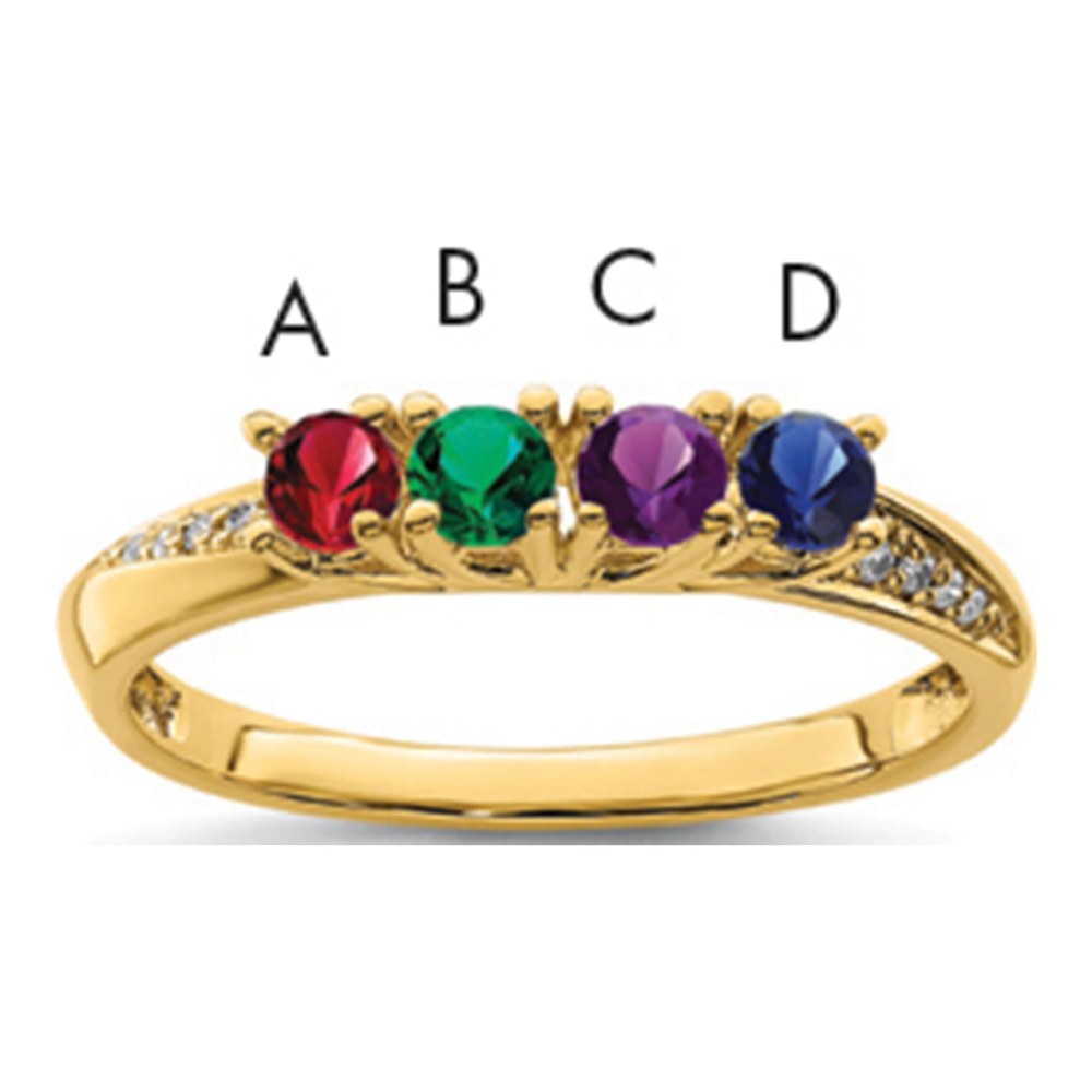 14K Yellow Gold Diamond Customizable Family Ring