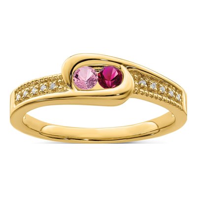 14K Yellow Gold Diamond Personalized Family Ring – view 2