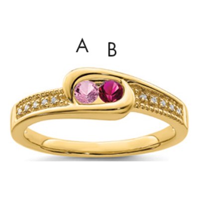 14K Yellow Gold Diamond Personalized Family Ring