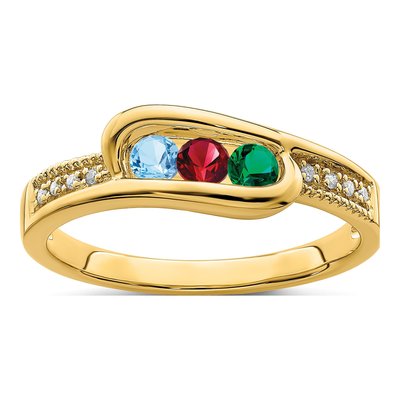14K Yellow Gold Diamond Personalized Family Ring – view 2