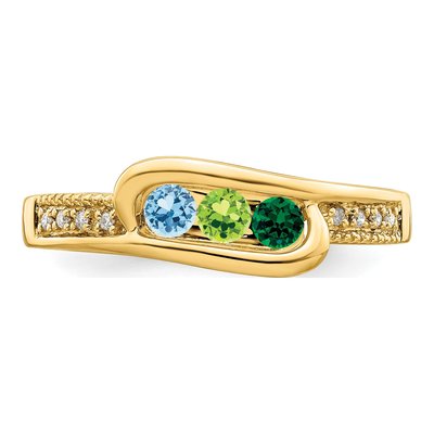 14K Yellow Gold Diamond Personalized Family Ring – view 5