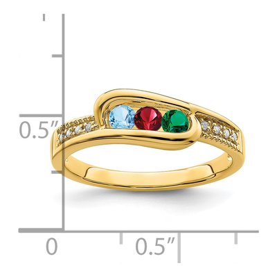 14K Yellow Gold Diamond Personalized Family Ring – view 7