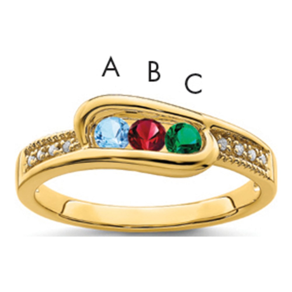 14K Yellow Gold Diamond Personalized Family Ring