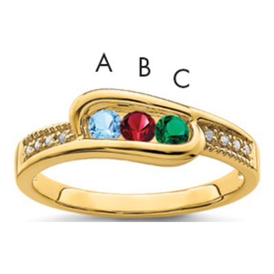 14K Yellow Gold Diamond Personalized Family Ring