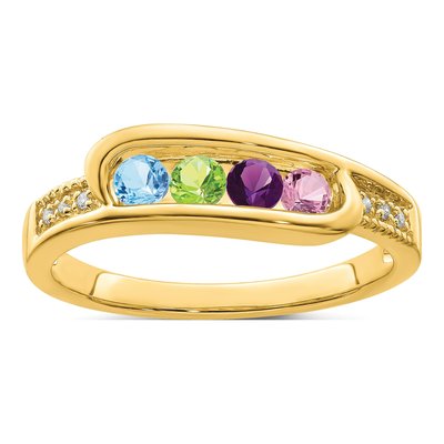 14K Yellow Gold Diamond Custom Family Ring – view 2