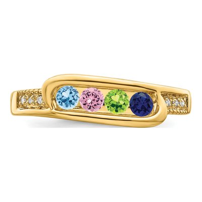 14K Yellow Gold Diamond Custom Family Ring – view 5