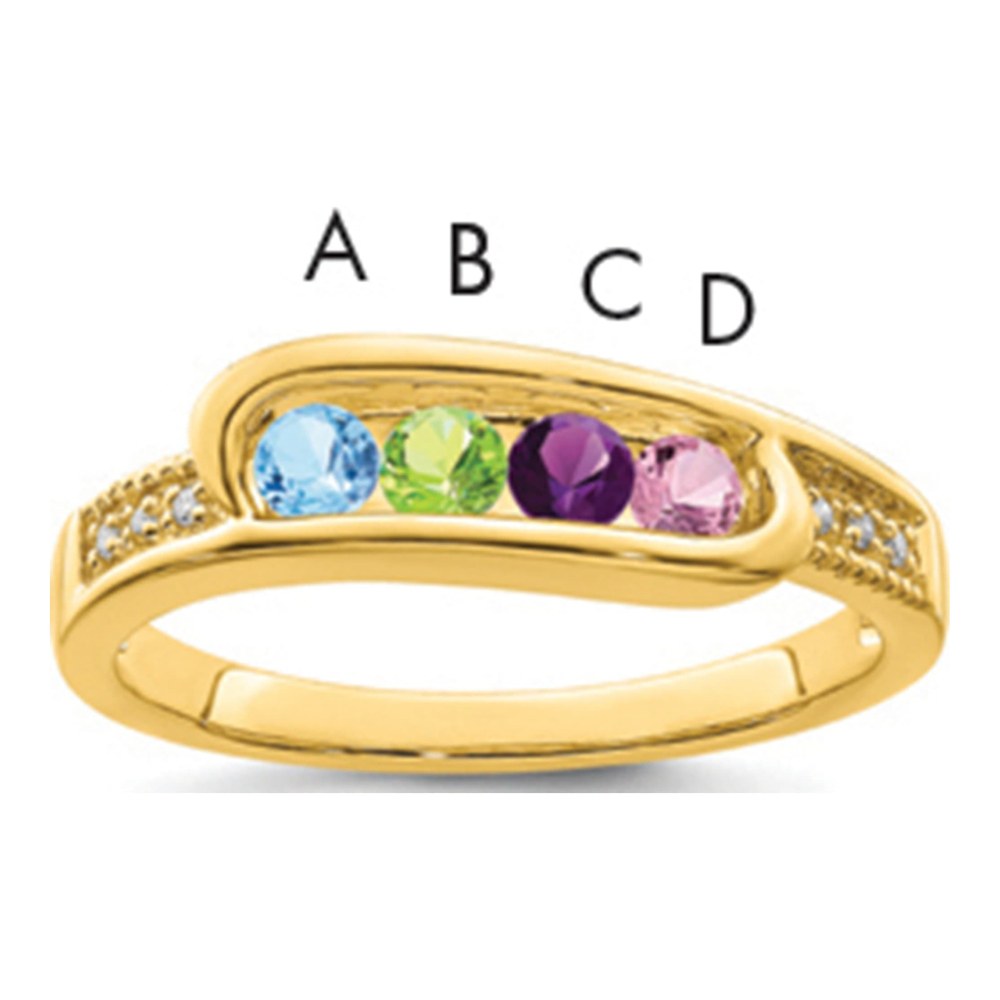 14K Yellow Gold Diamond Custom Family Ring