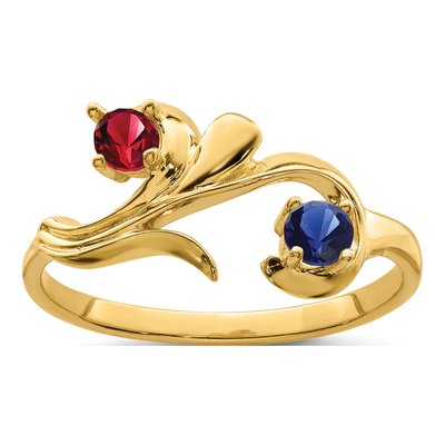 14K Yellow Gold 2-Stone Mother's Ring Mounting