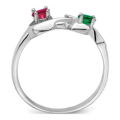 Sterling Silver or 14K White Gold 2-Stone Mother's Ring – view 3