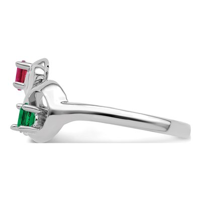 Sterling Silver or 14K White Gold 2-Stone Mother's Ring – view 4