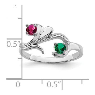 Sterling Silver or 14K White Gold 2-Stone Mother's Ring – view 6