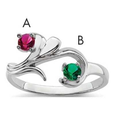 Sterling Silver or 14K White Gold 2-Stone Mother's Ring