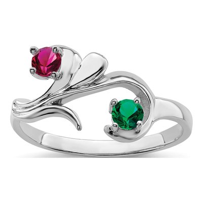 14K White Gold Two Mother's Ring – view 2