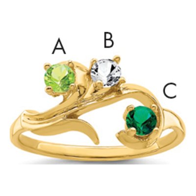 14K Yellow Gold 3-Stone Mother's Ring Mounting – view 2