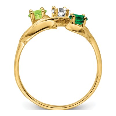 14K Yellow Gold 3-Stone Mother's Ring Mounting – view 3