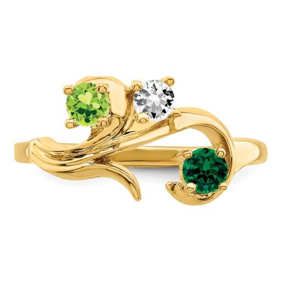 14K Yellow Gold 3-Stone Mother's Ring Mounting – view 5