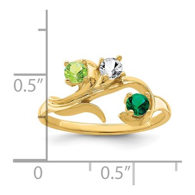 14K Yellow Gold 3-Stone Mother's Ring Mounting – view 6