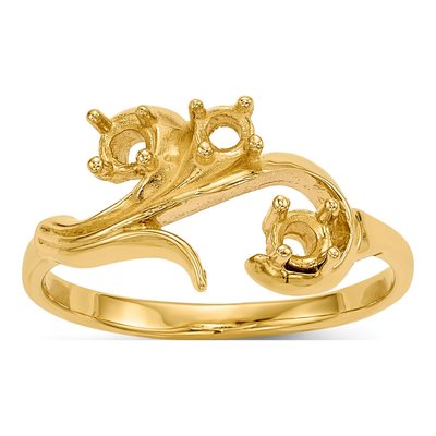 14K Yellow Gold 3-Stone Mother's Ring Mounting – view 7
