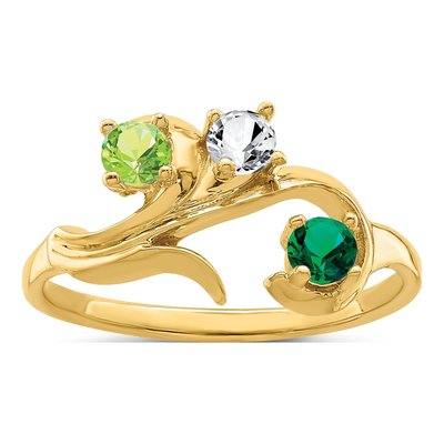14K Yellow Gold 3-Stone Mother's Ring – view 2