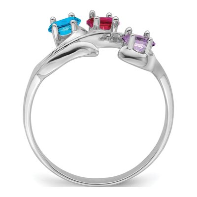 Sterling Silver or 14K White Gold 3-Stone Mother's Ring – view 3
