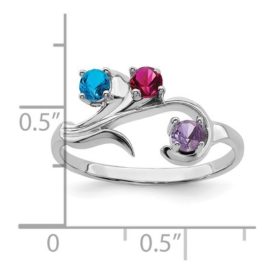 Sterling Silver or 14K White Gold 3-Stone Mother's Ring – view 7