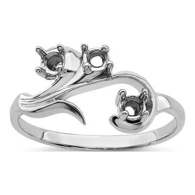 Sterling Silver or 14K White Gold 3-Stone Mother's Ring – view 8