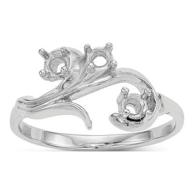 14K White Gold 3-Stone Mother's Ring Mounting – view 7